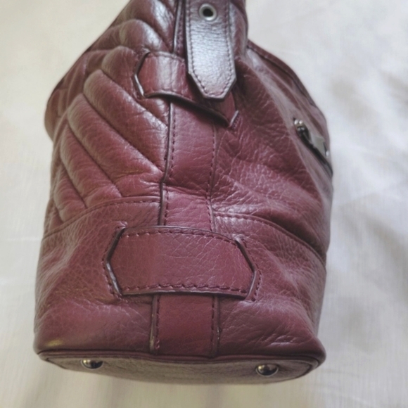 Aimee Kestenberg Leather Purse Shoulder Bag Quilted Burgundy Brown Satchel - Picture 7 of 15